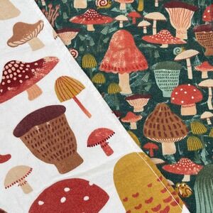 Celebrate Together Mushroom Gnome Kitchen Towels Set Green Cotton Forest Cottage